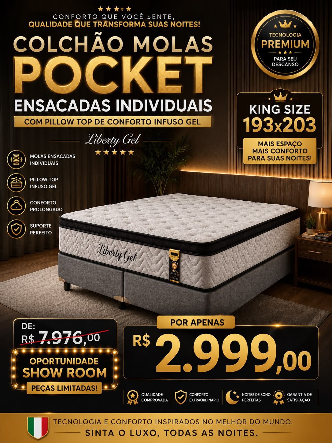 Conjunto King Size com pillow gel 2999,00 Show Room