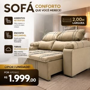 Sofa Bella 2 lugares retrátil reclinável
