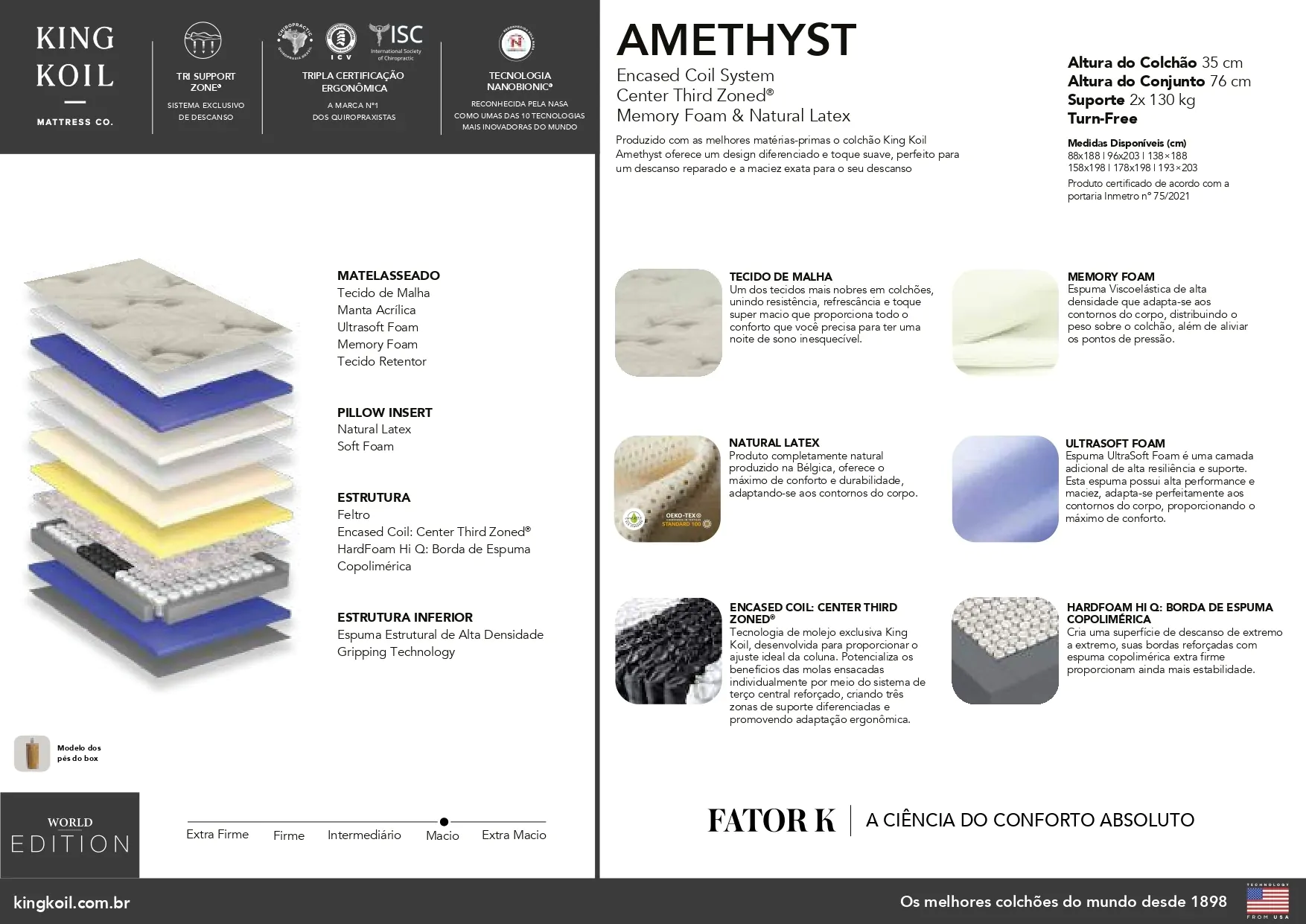 Colchão King Koil Amethyst Latex - Imagem 2